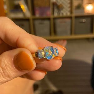 Dazzling Iridescent Blue UTC 925 Gold Plated Ring